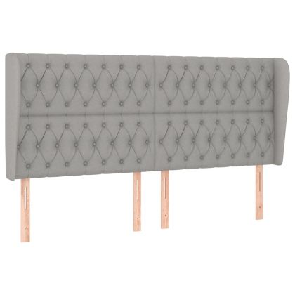 Горна табла за легло с уши, светлосива, 203x23x118/128 см, плат