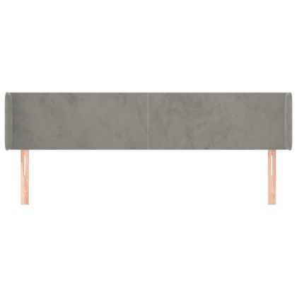 Горна табла за легло с уши, светлосива, 183x16x78/88 см, кадифе