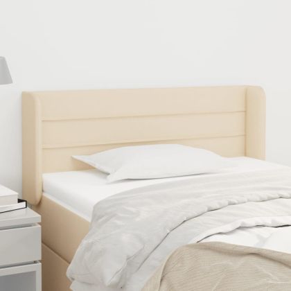 Горна табла за легло, кремава, 103x16x78/88 см, плат