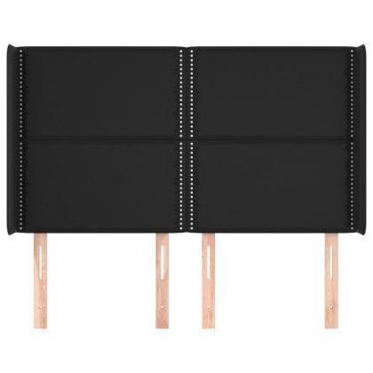 Горна табла с уши, черна, 147x16x118/128 см, изкуствена кожа