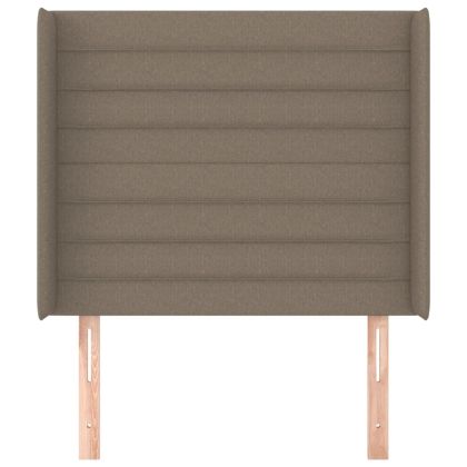 Горна табла за легло с уши, таупе, 93x16x118/128 см, плат