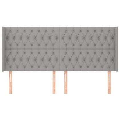 Горна табла за легло с уши, светлосива, 183x16x118/128 см, плат