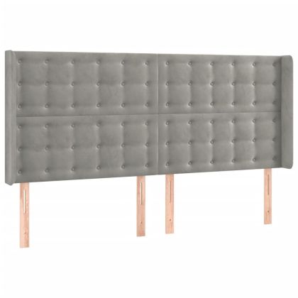 Горна табла за легло с уши, светлосива,183x16x118/128см, кадифе