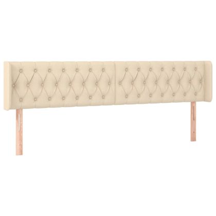 LED горна табла за легло, кремава, 183x16x78/88 см, плат