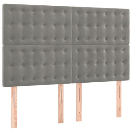 Боксспринг легло с матрак, светлосива, 140x190 см, кадифе