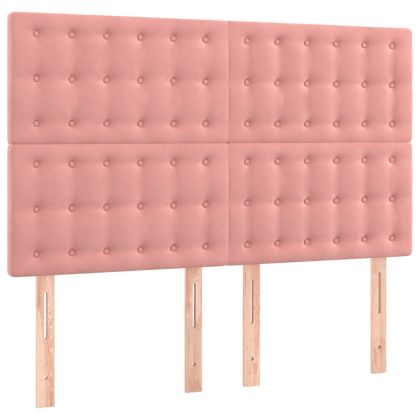 Боксспринг легло с матрак и LED, розово, 140x190 см, кадифе