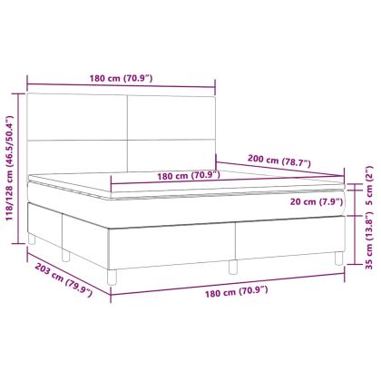Боксспринг легло с матрак и LED, тъмнозелено, 180x200см, кадифе