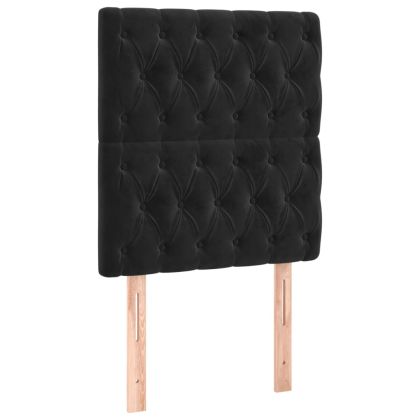 Боксспринг легло с матрак и LED, черно, 100x200 см, кадифе