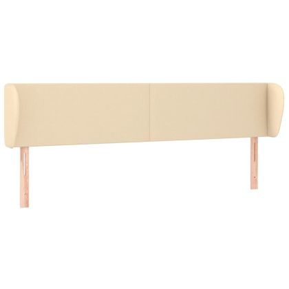 Горна табла за легло с уши, кремава, 183x23x78/88 см, плат