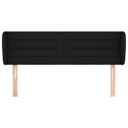 Горна табла за легло с уши, черна, 147x23x78/88 см, плат