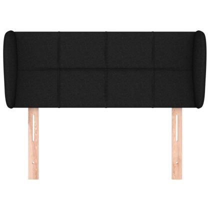 Горна табла за легло с уши, черна, 93x23x78/88 см, плат