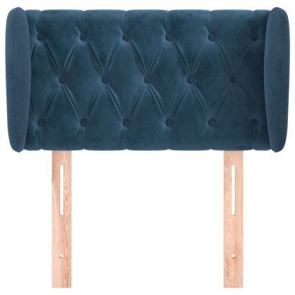 Горна табла за легло с уши, тъмносиня, 83x23x78/88 см, кадифе