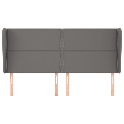 Горна табла с уши, сива, 203x23x118/128 см,кадифе