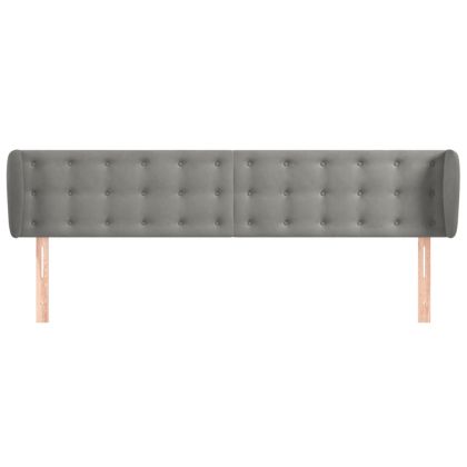Горна табла за легло с уши, светлосива, 203x23x78/88 см, кадифе