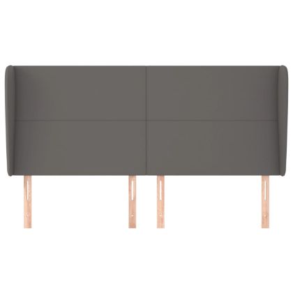 Горна табла с уши, сива, 163x23x118/128 см,кадифе