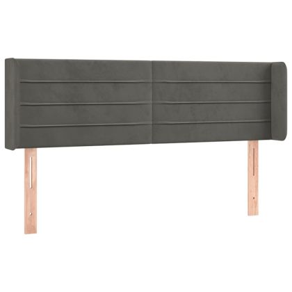 Горна табла за легло, тъмносива, 147x16x78/88 см, кадифе