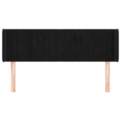 Горна табла за легло, черна, 147x16x78/88 см, кадифе
