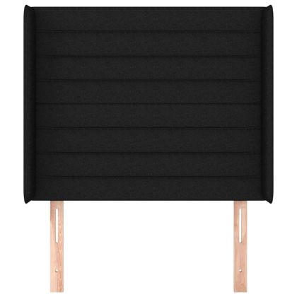 Горна табла за легло с уши, черна, 103x16x118/128 см, плат