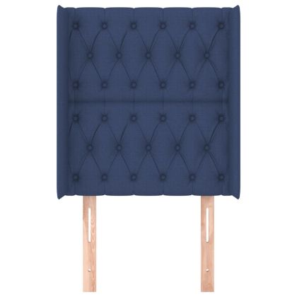 Горна табла за легло с уши, синя, 83x16x118/128 см, плат