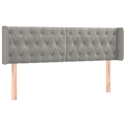 LED горна табла за легло, светлосива, 147x16x78/88 см, кадифе