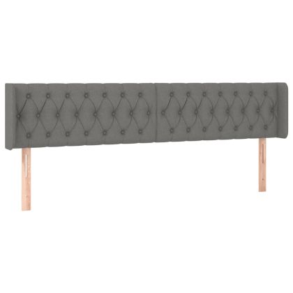 LED горна табла за легло, тъмносива, 183x16x78/88 см, плат