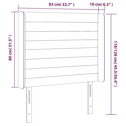 LED горна табла за легло, светлосива, 83x16x118/128 см, плат