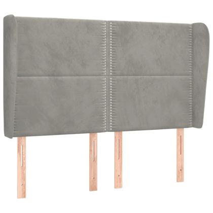 Горна табла за легло с уши,светлосива, 147x23x118/128 см кадифе