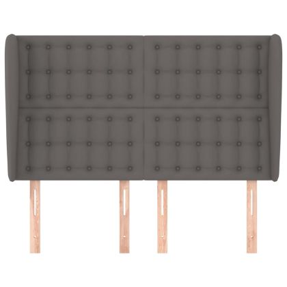 Горна табла с уши, сива, 147x23x118/128 см, изкуствена кожа