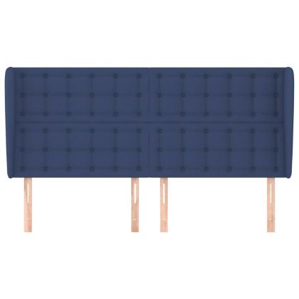 Горна табла за легло с уши, синя, 183x23x118/128 см, плат