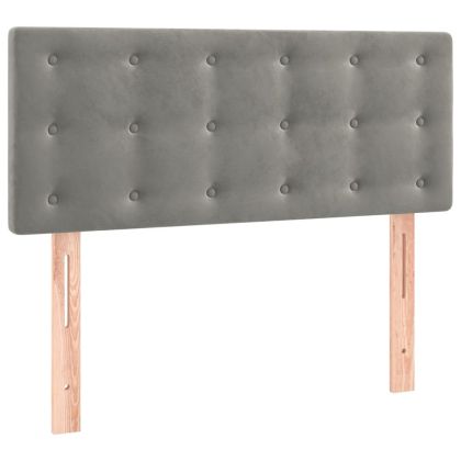 Боксспринг легло с матрак, светлосиво, 90x200 см, кадифе