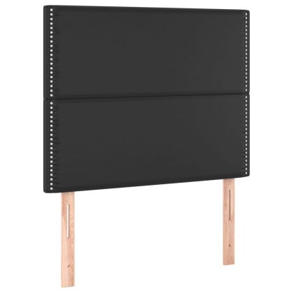 Боксспринг легло с матрак и LED черно 90x200 см изкуствена кожа