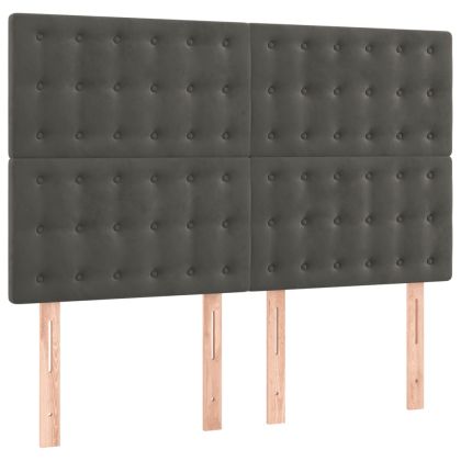 Боксспринг легло с матрак, тъмносиво, 140x200 см, кадифе