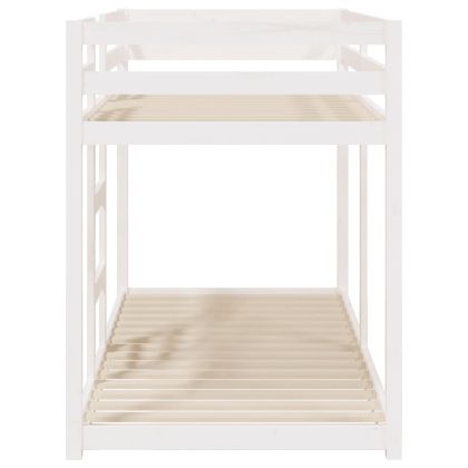 Двуетажно легло, бяло, 90x200 см, борово дърво масив