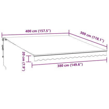 Автоматично прибираща се тента, антрацит и бял, 400x300 см