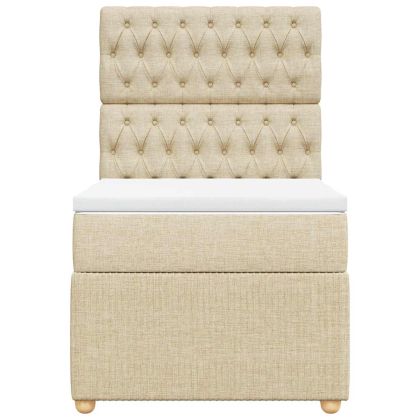 Боксспринг легло с матрак, кремава, 90x190 см, плат