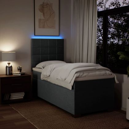 Боксспринг легло с матрак, тъмносив, 80x200 см, плат