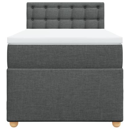 Боксспринг легло с матрак, тъмносиво, 100x200 см, плат