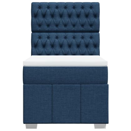 Боксспринг легло с матрак, синя, 90x200 см, плат