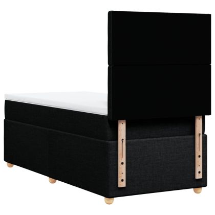 Боксспринг легло с матрак, черно, 90x200 см, плат