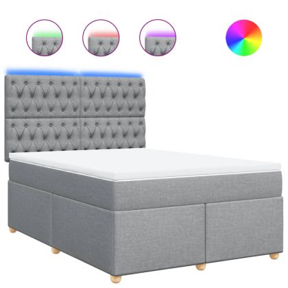 Боксспринг легло с матрак, светлосиво, 160x200 см, плат