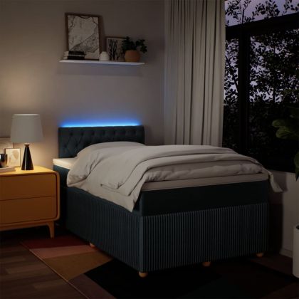 Боксспринг легло с матрак, синьо, 120x200 см, плат