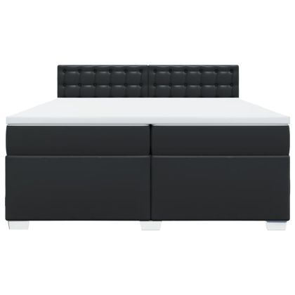 Боксспринг легло с матрак, черно, 200x200 см, изкуствена кожа