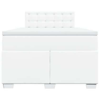 Боксспринг легло с матрак, бяло, 120x200 см, изкуствена кожа