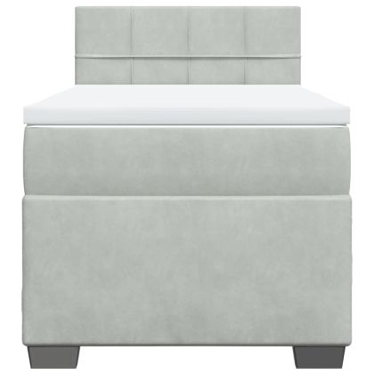 Боксспринг легло с матрак, светлосиво, 80x200 см, кадифе