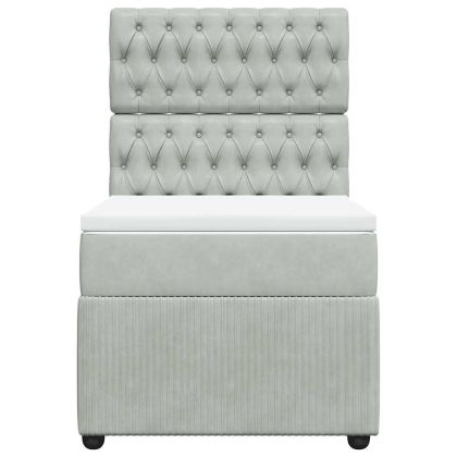 Боксспринг легло с матрак, светлосиво, 90x200 см, кадифе