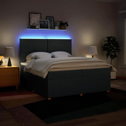 Боксспринг легло с матрак, синьо, 200x200 см, плат