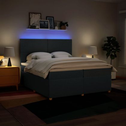 Боксспринг легло с матрак, синьо, 200x200 см, плат