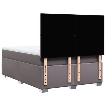 Боксспринг легло с матрак, сиво, 160x200 см, изкуствена кожа