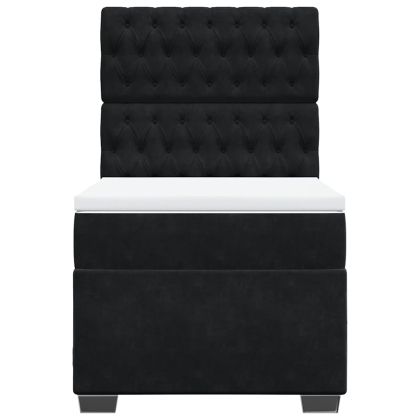 Боксспринг легло с матрак, черно, 100x200 см, кадифе