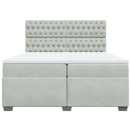 Боксспринг легло с матрак, светлосиво, 200x200 см, кадифе